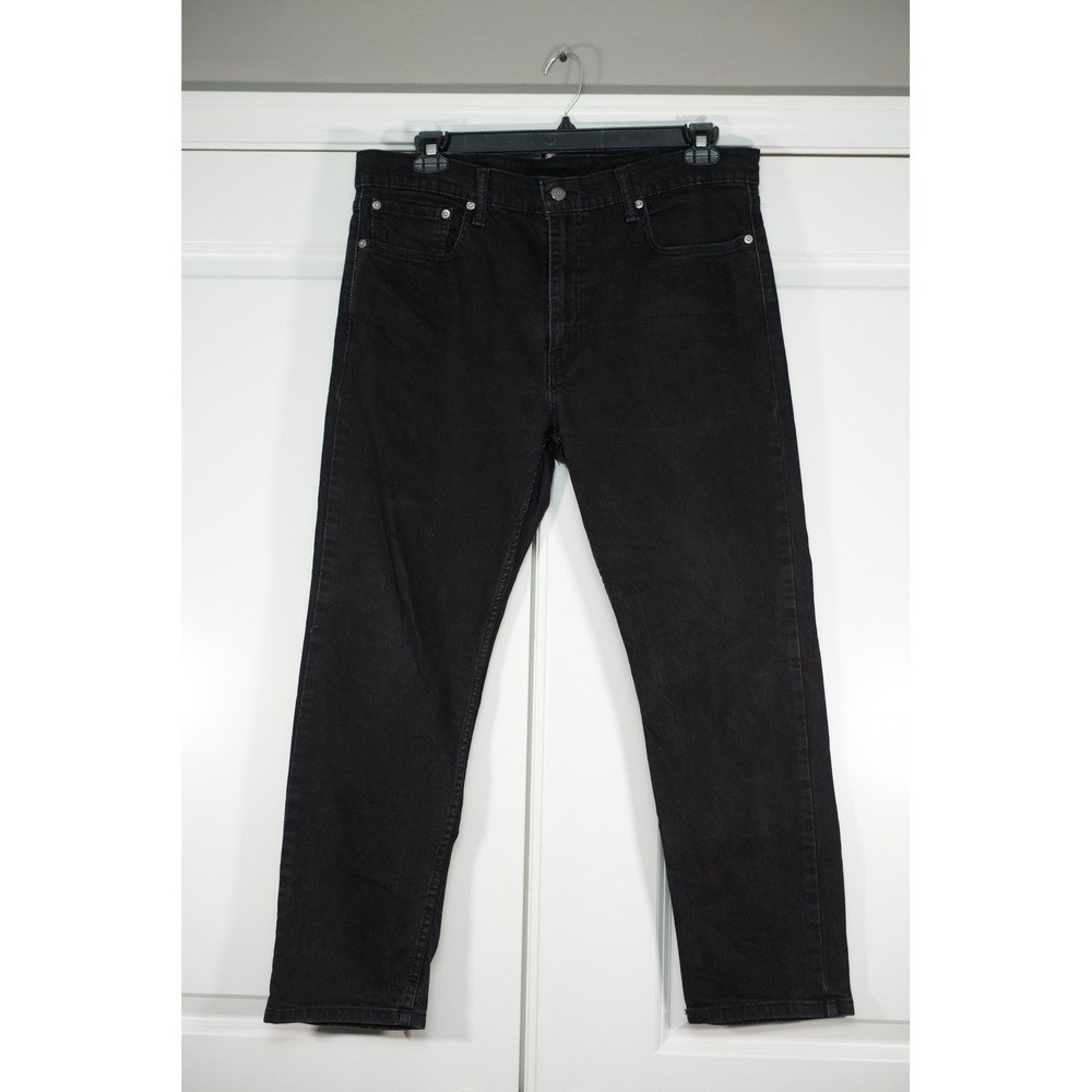Levis 502 Regular Taper Jeans Mens 38x30 Black Denim Pants Tapered Leg